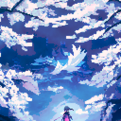 A pale, ethereal figure floats amidst cascading cherry blossom petals, holding a scythe with intricate engravings and wearing a flowing black robe with golden trimmings