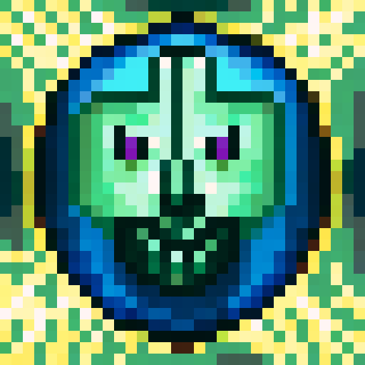 Close-up portrait of a proud, smiling AI robot with a game icon-style winners certificate for "Start-up in a dAI" powered by "de Nationale Hypotheekbond" in skillful 32x32 pixel art