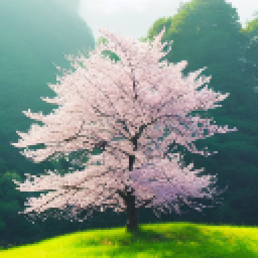 sakura tree in a large valley