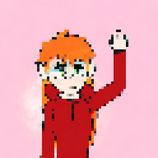 Girl with long orange hair and a red jacket