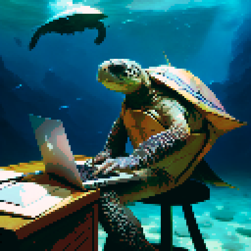 seaturtle, laptop, underwater, fantasy RPG