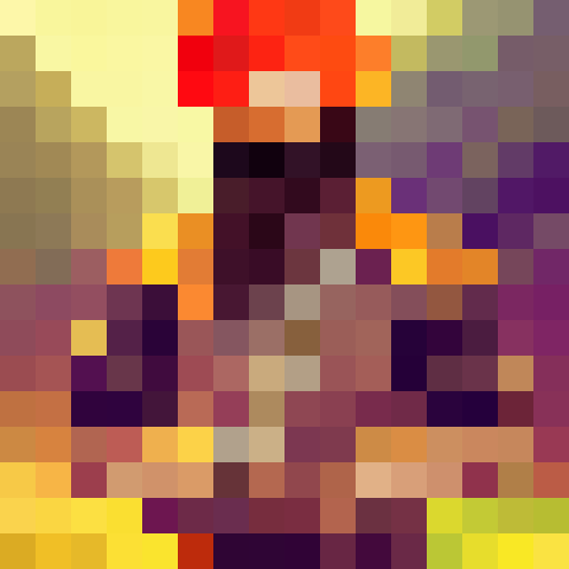 Turbaned Sikh warrior in fiery orange robes stands atop a rocky outcropping overlooking a lush green valley, holding a gleaming curved sword and gazing out with a fierce determination in a portrait-style image.
