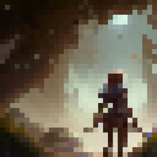 Brown-haired topdown hero navigates through a mythical forest, wielding a glowing sword, evading dangerous creatures, and collecting enchanted artifacts in a whimsical hand-drawn Fantasy RPG style.