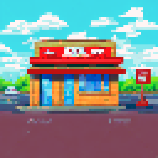 A pizza shop with a menu.