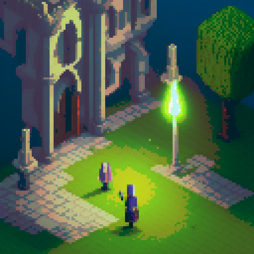 A wizard in a gray robe with skeletons on it, full body, close up, portrait, staff glowing with green energy, standing in a courtyard of a castle