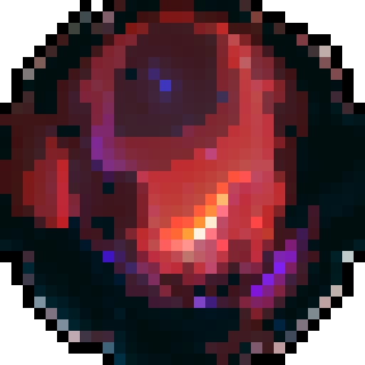 red transparent gem, shiny, circular, jagged