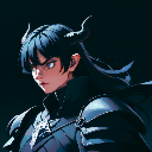 black armor, sexy, long black hair, male knight, man, demon knight, demonic wing, horns, black hair, black armor, dark background