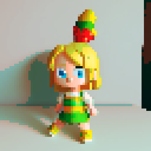 make this a little blonde girl who looks like 16 bit animation exactly like the attached image