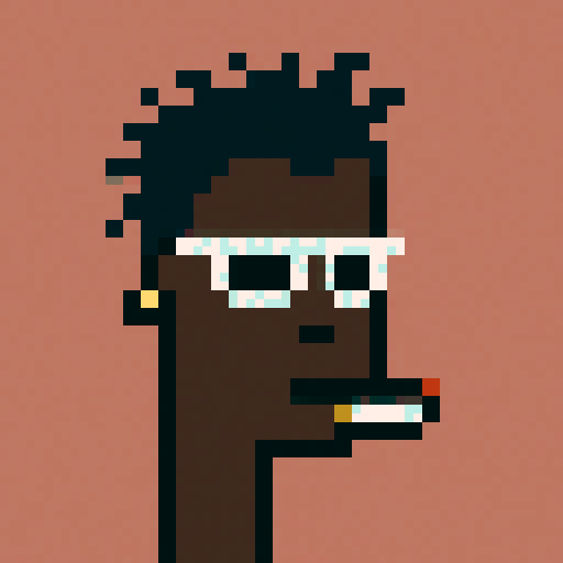plain background (random color but not too bright). Crypto punk head (60% of the screen). Random skin color. Random hair style. Random glasses style (or no glasses). Random mouthpiece (or nothing). Random earpiece (or nothing). Pixel art. sRGB
