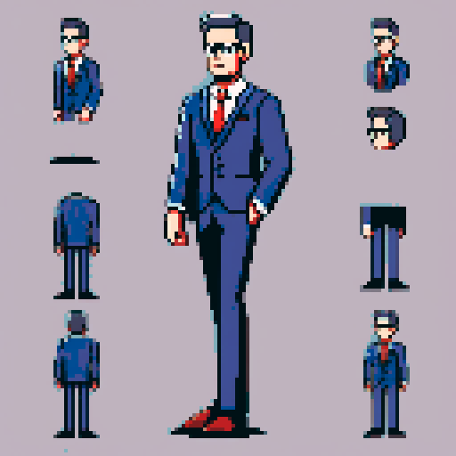 HR manager, male, formal dress, German national, pixel art, sRGB
