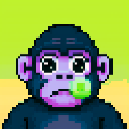cute baby ape, big eyes, nose bubble, sRGB, pixel art
