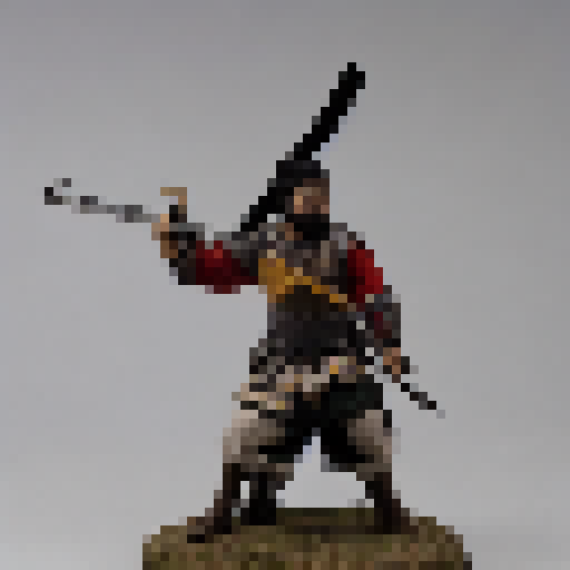 Persian samurai warrior with katana sword 