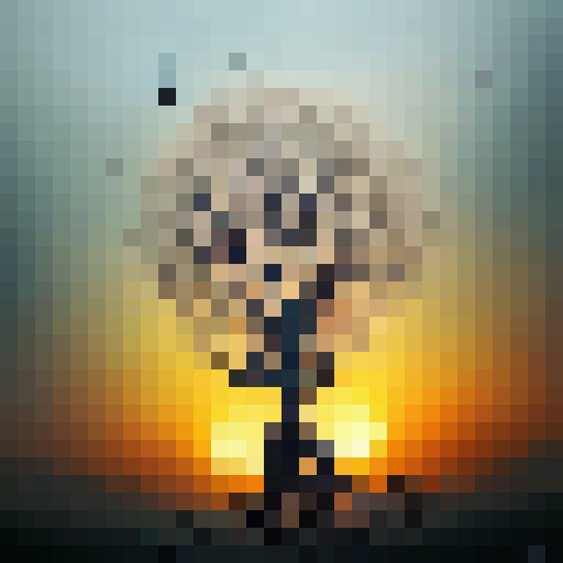 tattoo of soul tree with a heart as its roots and a sunset in the background with birds in the air