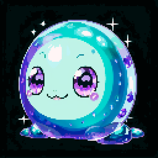 A larger, dazzling slime with a body made of semi-transparent, glittering gemstones. It includes vibrant rubies, emeralds, sapphires, and amethysts embedded within its jelly-like structure. The slime has bright, sparkling eyes and a joyful smile, with light reflecting off the various colorful facets of the gemstones. No background.
