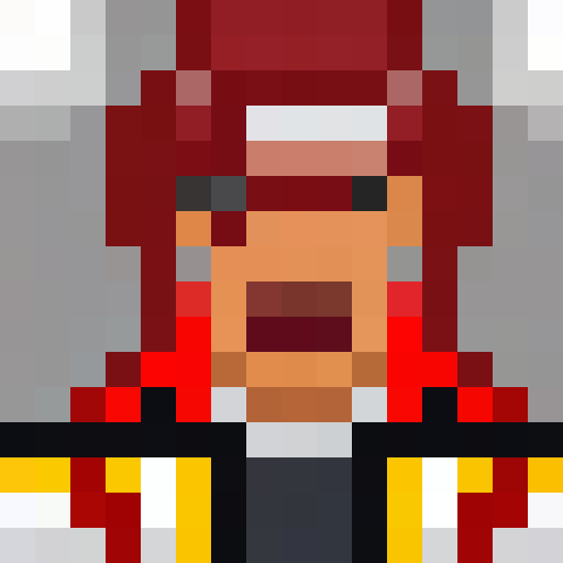 pixelated, intimidating, mafia boss, with slicked-back hair, black suit, red tie, cigar smoke, sharp eyebrows, intense gaze, iconic fedora, gold chain