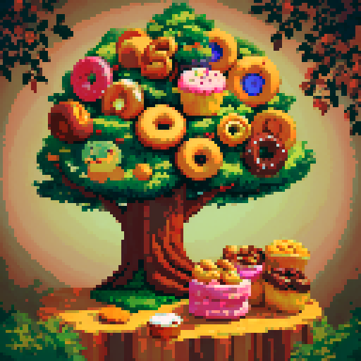 tree with muffins and donuts, illustration without gradient