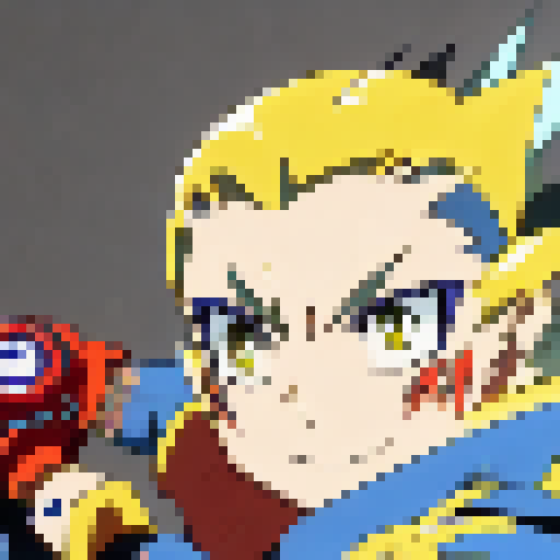 Dante Koryu, fiery and determined, launches his beyblade with fierce intensity, slicing through the air with blazing speed and leaving a trail of sparks in his wake, as his anime-styled form radiates with power and passion.