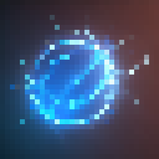 Electric barrier spell icon for players to use. With 1px black contour and blue color palette. When the player uses it it creates a circling electric ball circling around the player for some time and shocks enemies.
