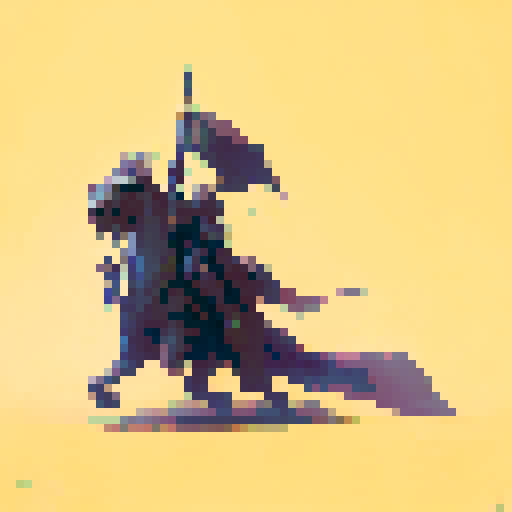 Medieval knight charging through a misty forest, with the sword raised high, ready to strike in a dramatic, dynamic and realistic art style.