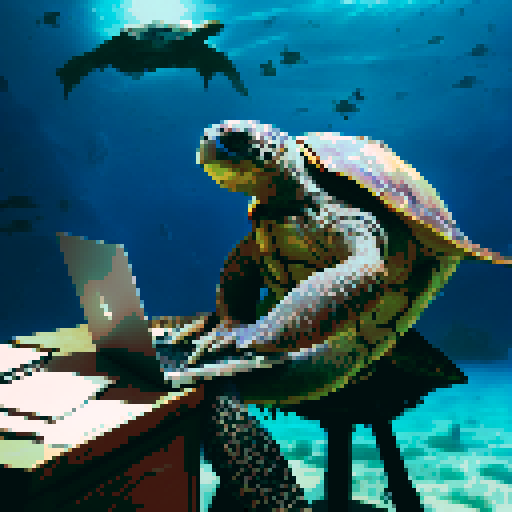 seaturtle, laptop, underwater, fantasy RPG