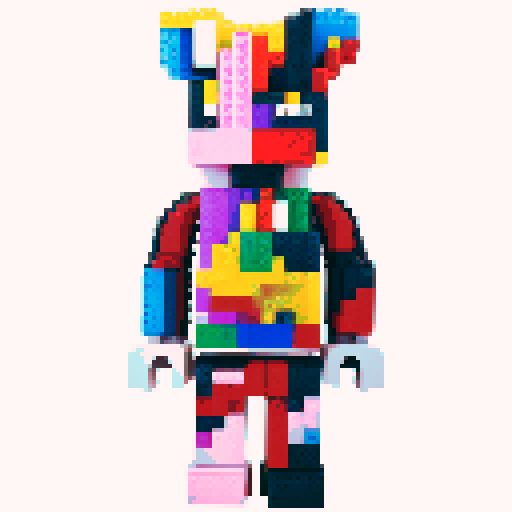 colorful pixel lego blocks arranged in a playful, vibrant composition, showcasing the intricate details and vibrant colors of pixel art in the sRGB color space