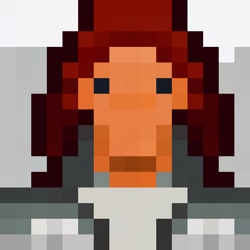 Full body Jemaine from Flight of the Conchords, pixelated in 16x16 game icon style, holding his guitar