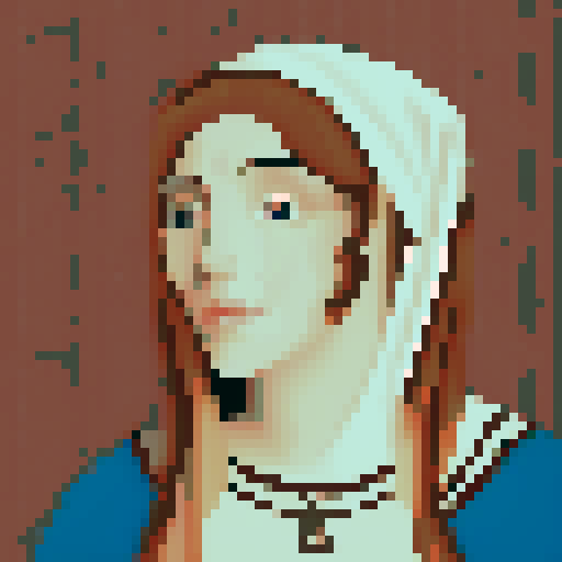 portrait of a medieval woman leaning her head on her arm.