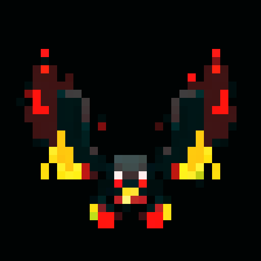 A demonic entity made entirely of fire, with blazing wings and piercing red eyes. It controls the flames around it and has an overwhelming, fiery presence. No background.

