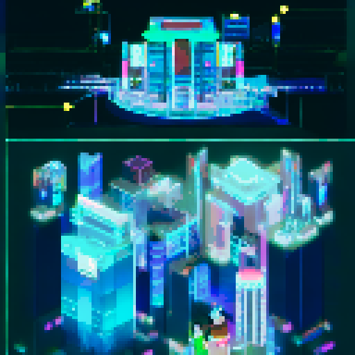 A futuristic cityscape, with towering skyscrapers and neon lights, as a young woman with a sleek, black bionic arm walks past a CCTV camera, triggering a facial recognition system that projects a holographic display of her personal information