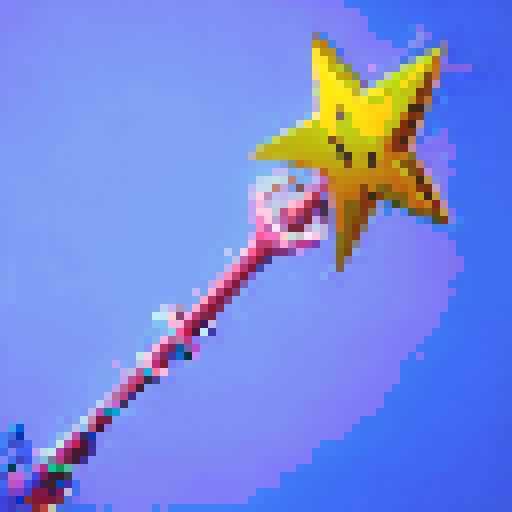 star wand, Fortnite style, game icon, sRGB, skill art, close up, portrait, 2D, 128x128 tool