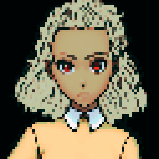 Teenage black girl with light brown hair and red eyes