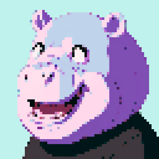anime style hippo portrait.