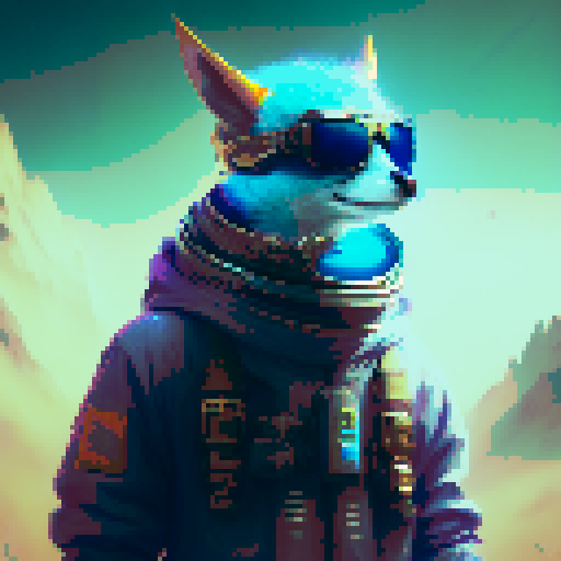 sunglasses with blue mirror lenses, pixel art
