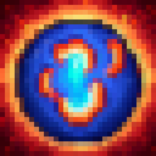 Elemental blast, blue and orange colors, volcanic bolt of energy