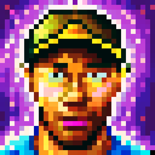 professional golfer Tiger Woods, close-up, skillfully depicted in a 32x32 pixel art game icon, showcasing his iconic swing and intense focus, with vibrant sRGB colors enhancing the dynamic energy of the portrait