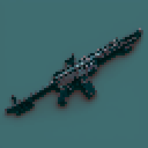 M4A1 Rifle icon, white background, black icon, pixel art