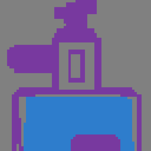 A top point of view of a turreet gun part, make this one in more grey purple and blue colors