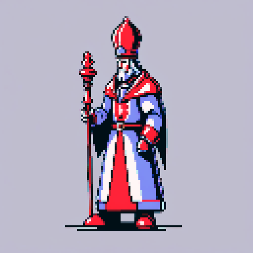 chess bishop with tall hat and powerful staff
