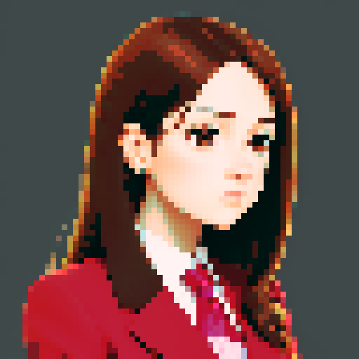 bust, secretary, middle-part hair, young female, suit, brownhair