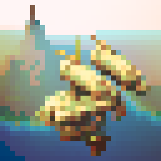 Steampunk airship, soaring over ivory mountains, crafted in detailed pixel art