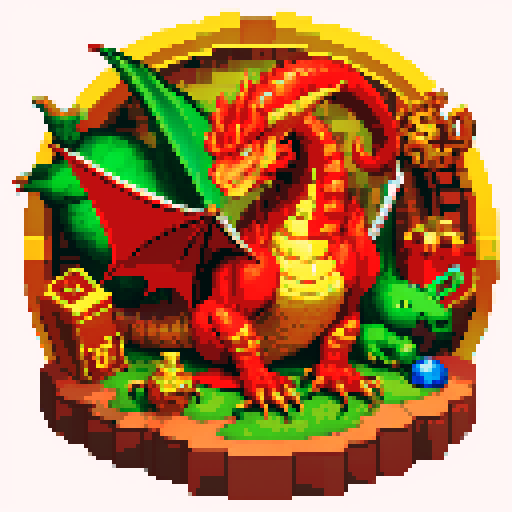 librarian dragon surrounded by treasure