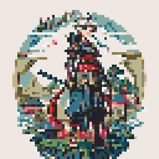 historically accurate muromachi samurai in traditional armor, roguelike rpg full-body sprite