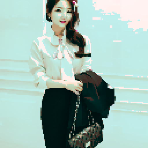 korean, female, secretary, in a suit, character portrait, close up, pixel art, pretty