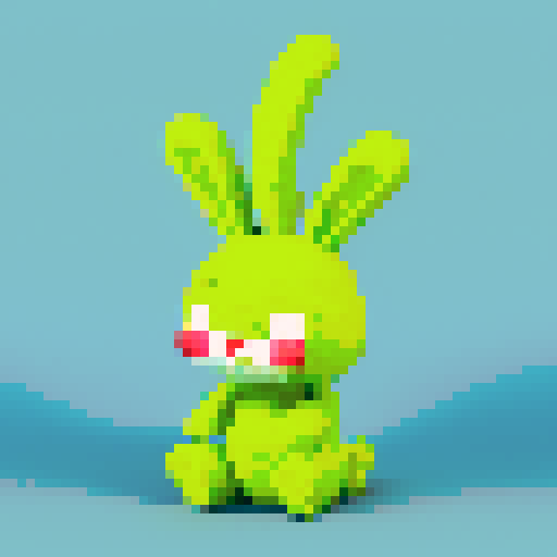 bunny made out of moss, vibrant cartoon simple style
