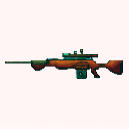 Sniper gun pixel art texture for video game, low noise, small color pallet 