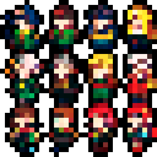 Give me a main character sprite sheet with up, down, left, and right facing character