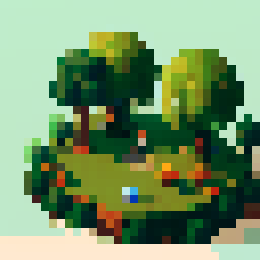 one chestnut tree, in the center, green leaves, brown trunk, fantasy top-down RPG with an orthogonal camera, simple pixel art, green plain platform