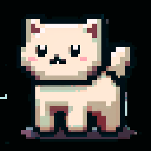 A pixelated image of the reference cat wearing chain around the neck