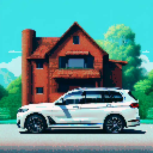Photorealistic, centered BMW X7 in a three quarter view, right wheel in front, clean background, pixel art style with sRGB colors
