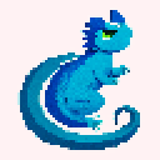basilisk, blue and white color scheme, pixel art, sRGB